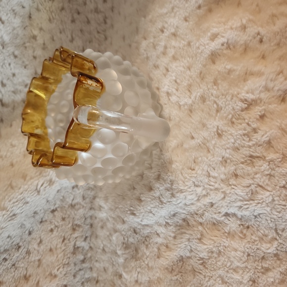 Vintage Hobbs, Brockunier & Co #323 Hobknail Frosted Glass Creamer Marigold Trim - Picture 2 of 5